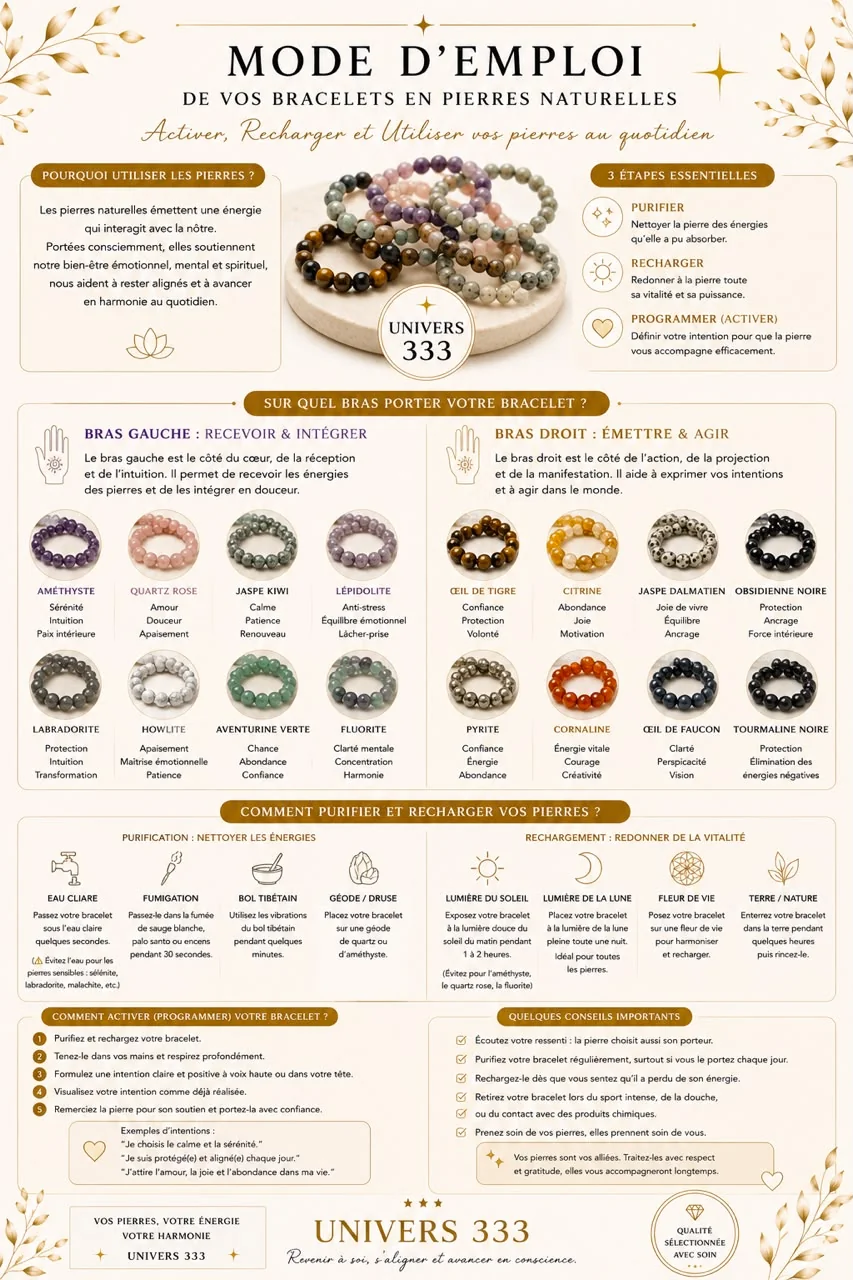 Mode d'emploi des bracelets en pierres naturelles